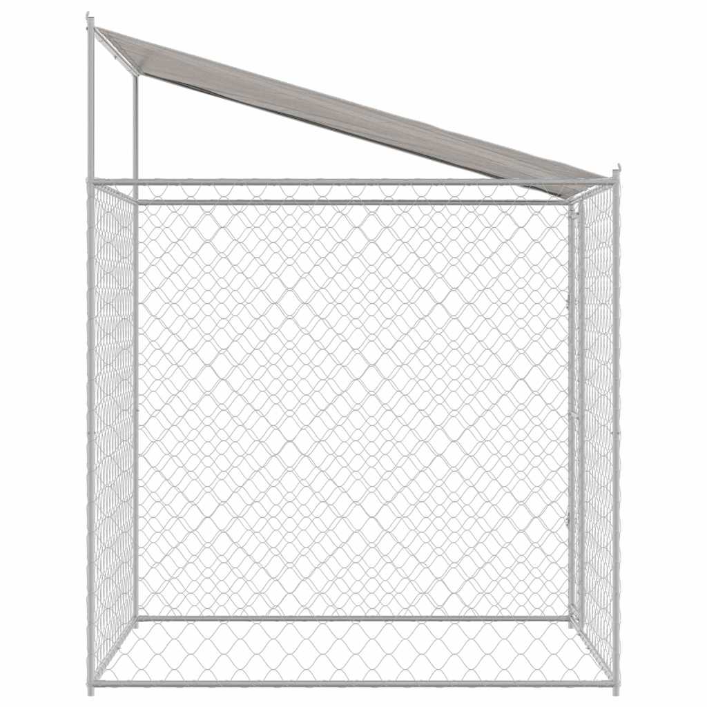 Cage Pour Chien Avec Toit Argenté 200 X 200 X 258 Cm