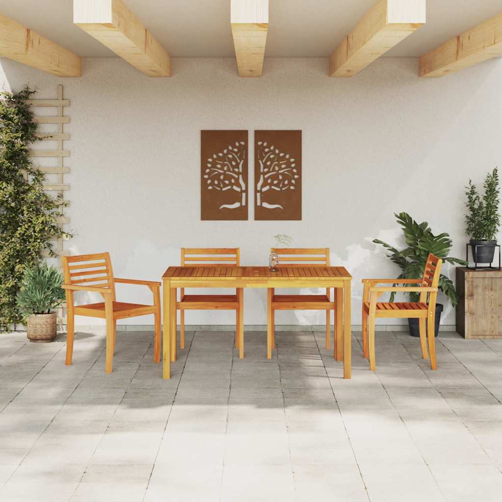 Ensemble De Salle À Manger Pour Jardin 5 Pc Marron