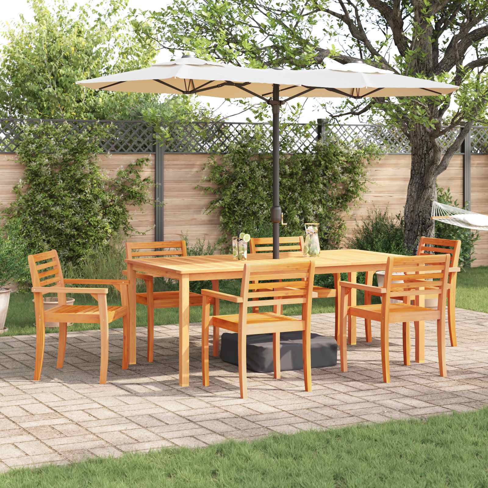 Ensemble De Salle À Manger Pour Jardin 7 Pc Marron