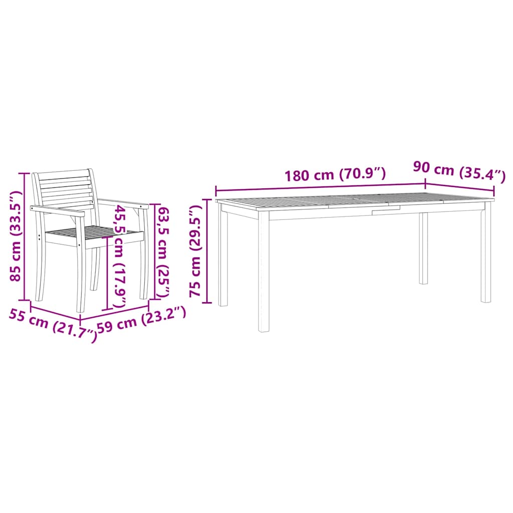 Ensemble De Salle À Manger Pour Jardin 7 Pc Marron