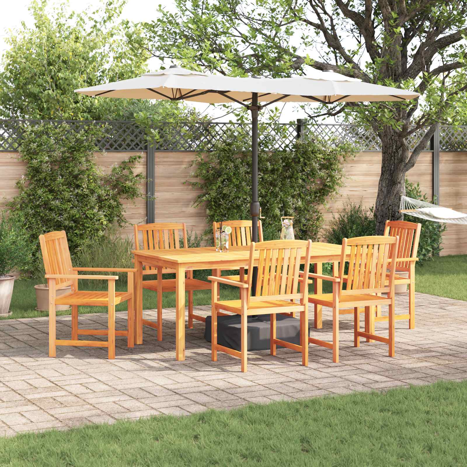 Ensemble De Salle À Manger Pour Jardin 7 Pc Marron