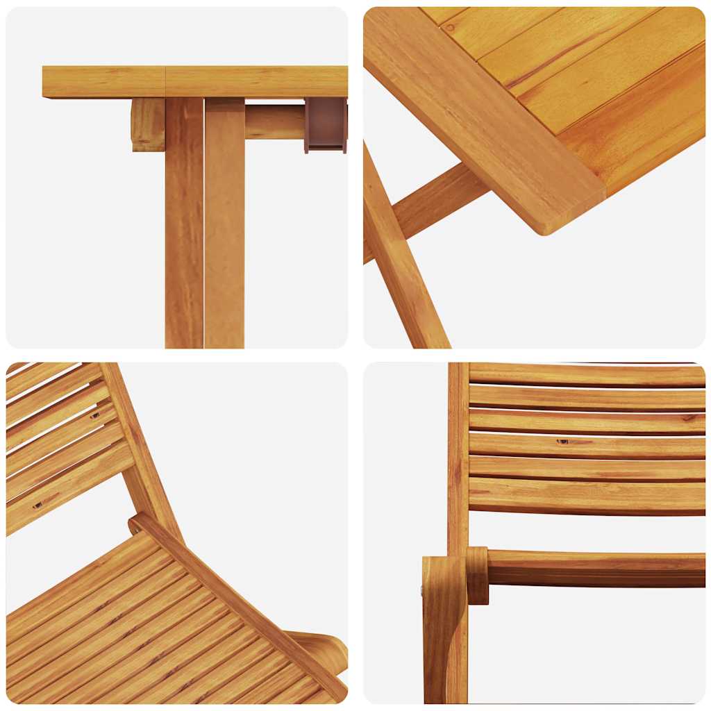 Ensemble Bistro Pliant 3 Pc Marron Bois D'acacia Massif
