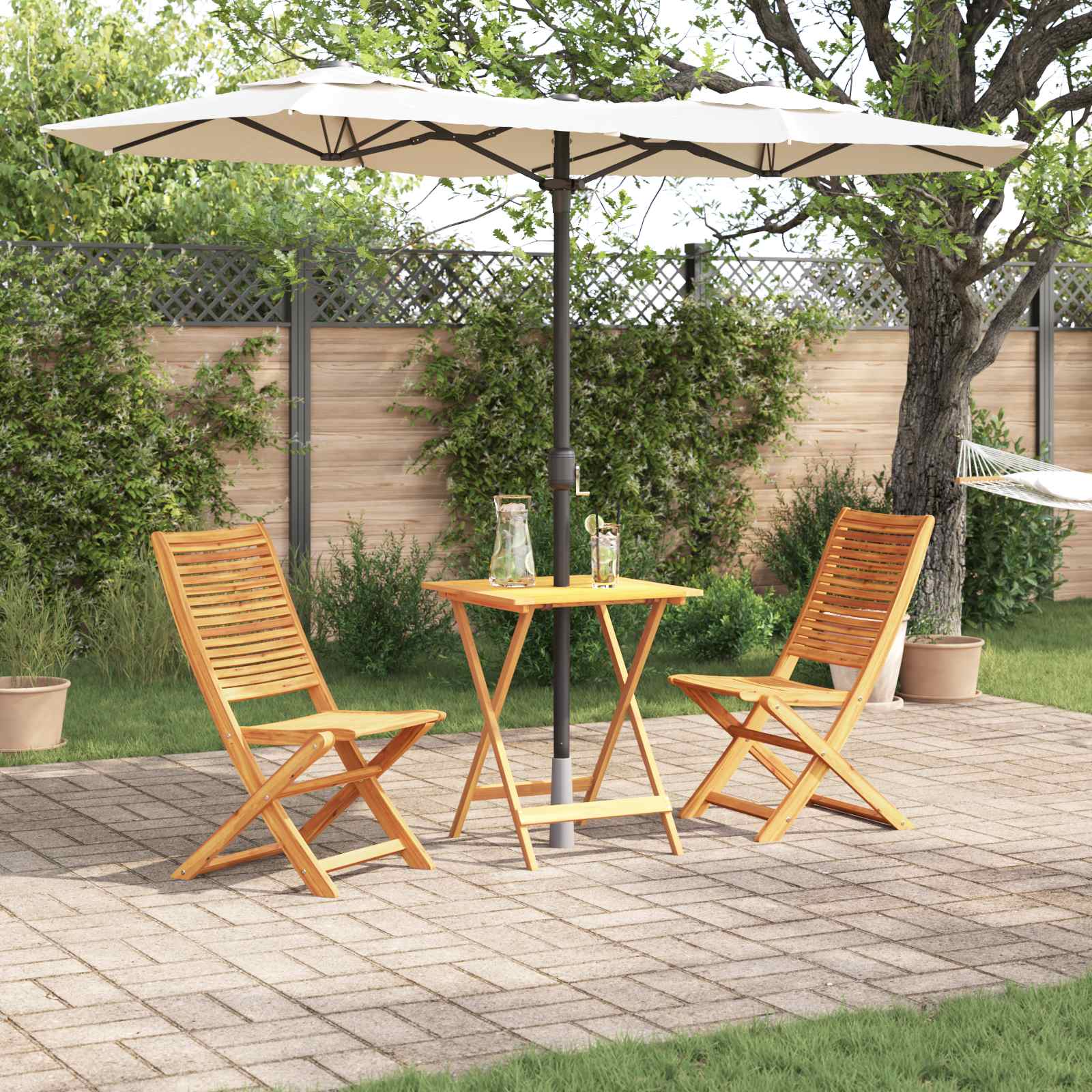 Ensemble Bistro Pliant 3 Pc Marron Bois D'acacia Massif
