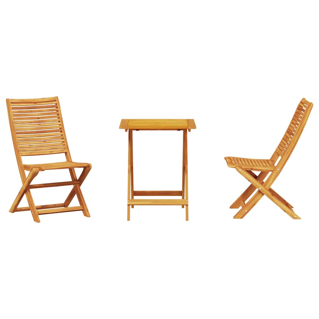 Ensemble Bistro Pliant 3 Pc Marron Bois D'acacia Massif