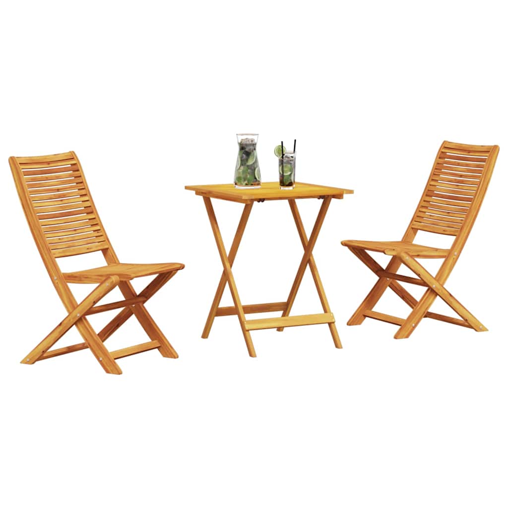 Ensemble Bistro Pliant 3 Pc Marron Bois D'acacia Massif