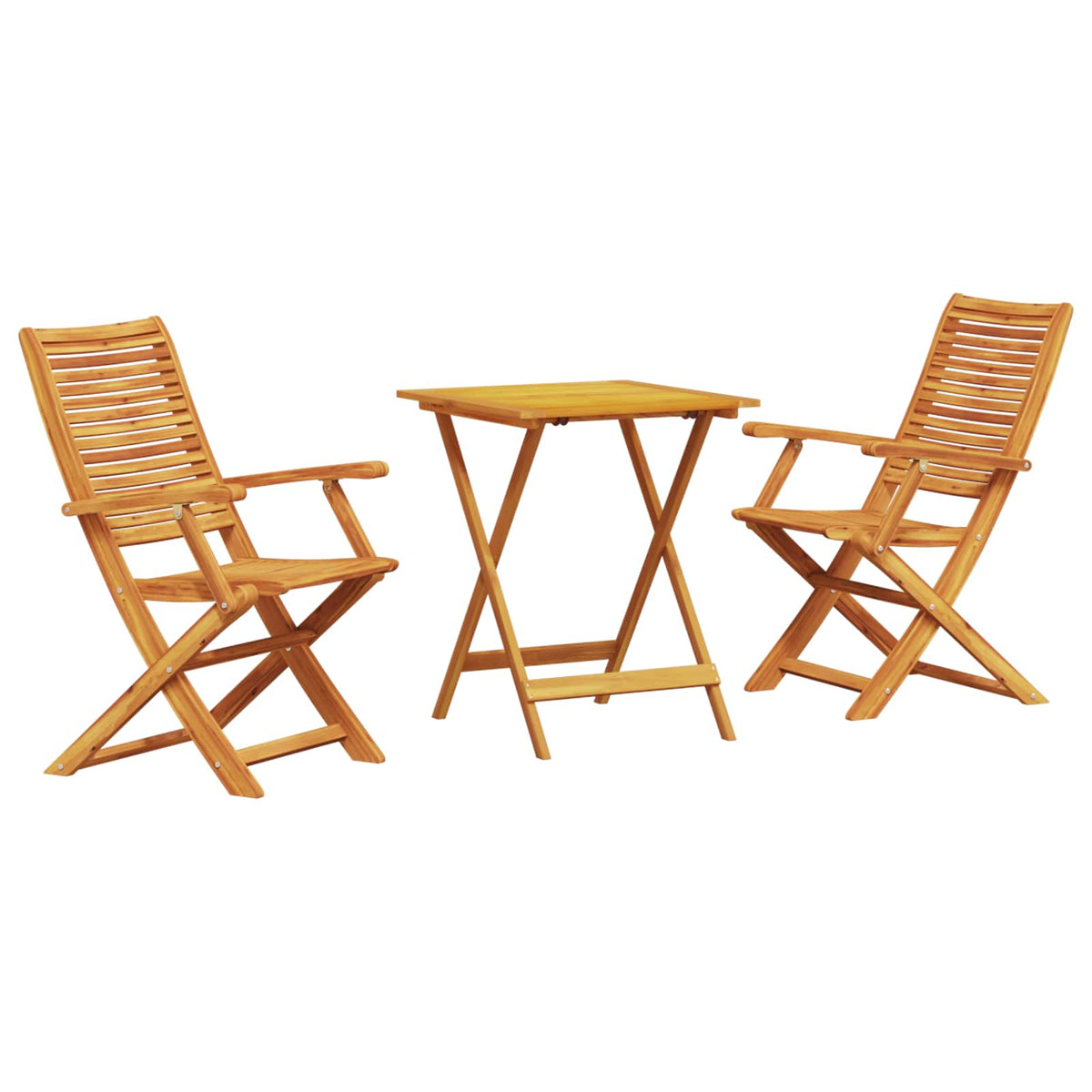 Ensemble Bistro Pliant 3 Pc Marron Bois D'acacia Massif