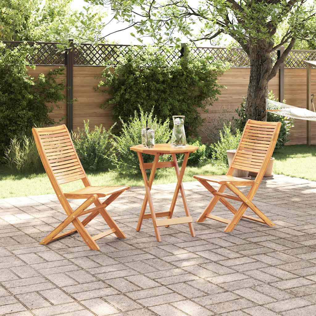 Ensemble Bistro Pliant 3 Pc Marron Bois D'acacia Massif