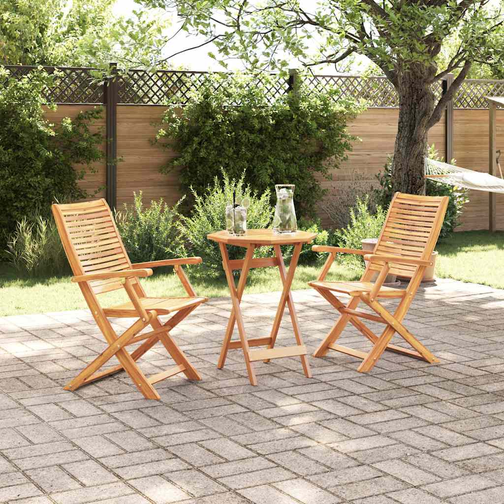 Ensemble Bistro Pliant 3 Pc Marron Bois D'acacia Massif