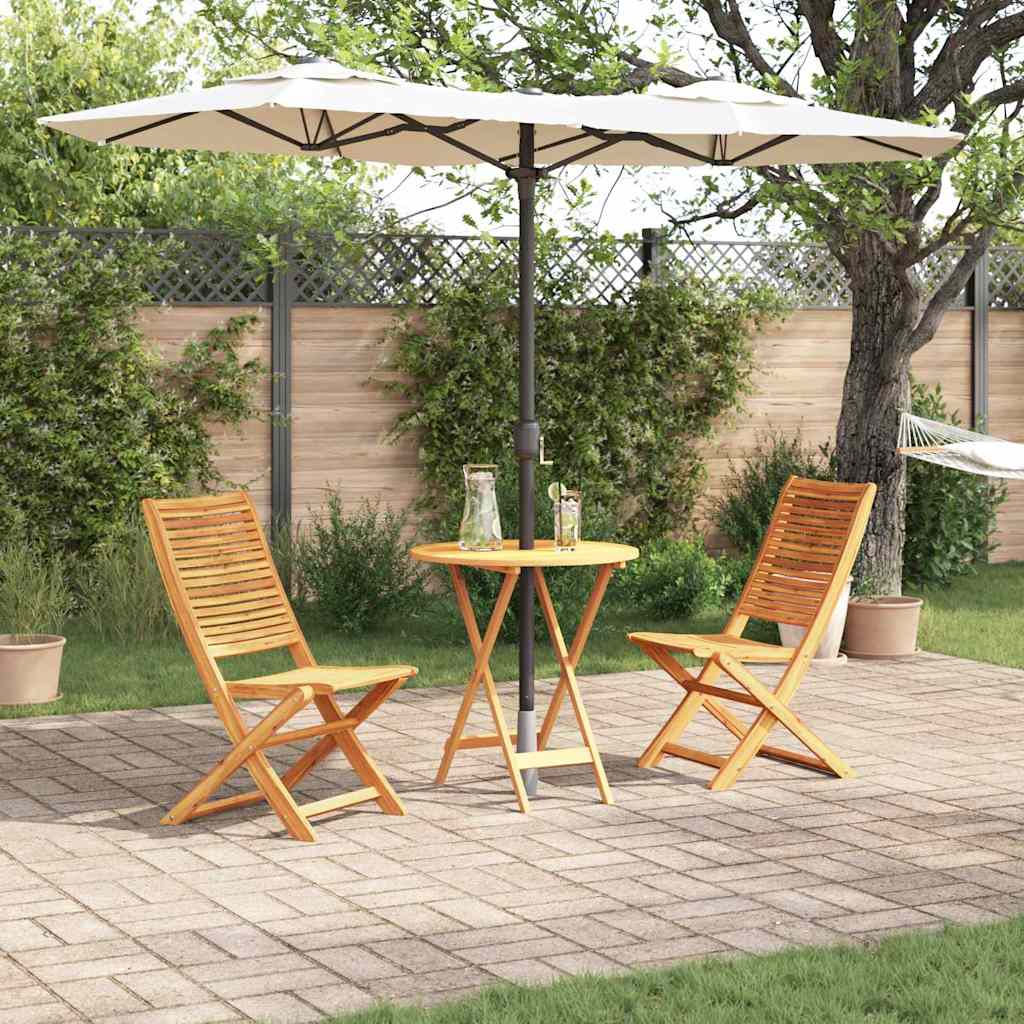 Ensemble Bistro Pliant 3 Pc Marron Bois D'acacia Massif
