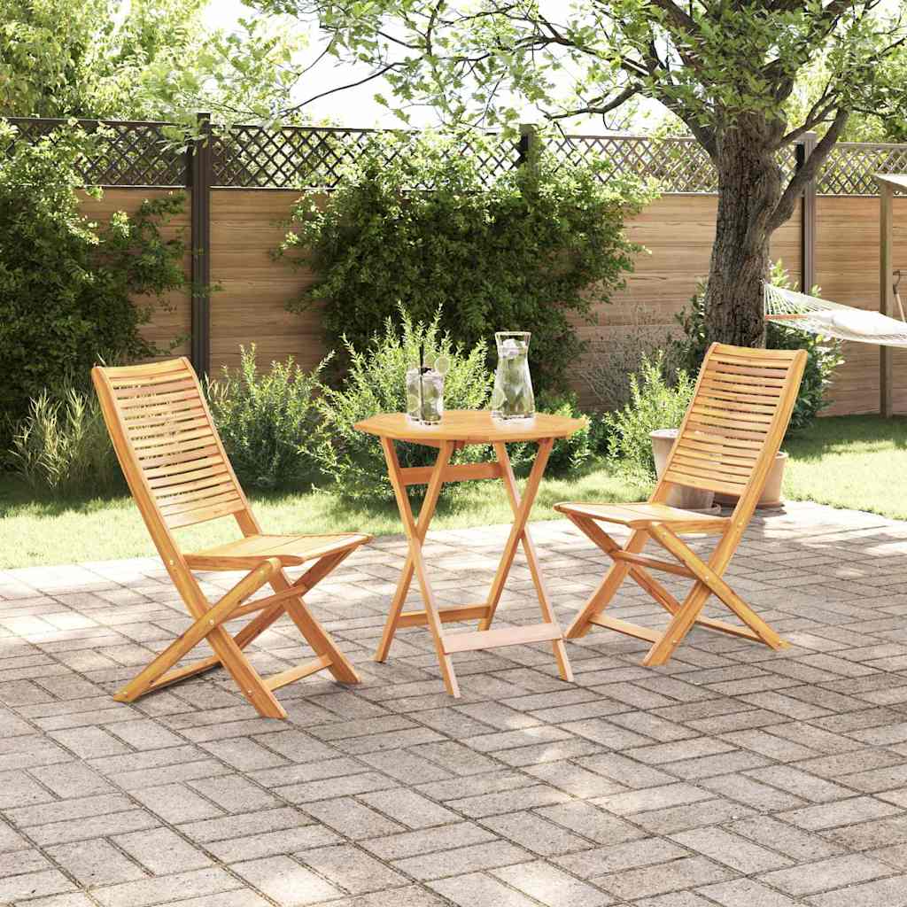 Ensemble Bistro Pliant 3 Pc Marron Bois D'acacia Massif