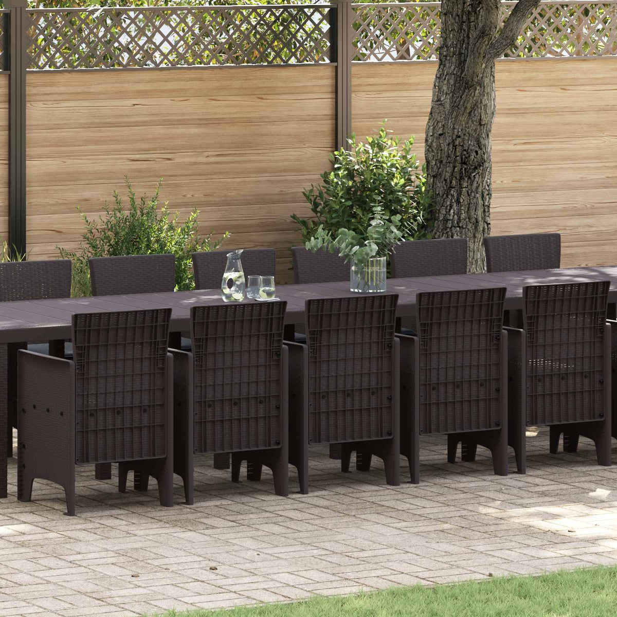 Ensemble De Salle À Manger De Jardin Avec Coussins 17 Pc Pp