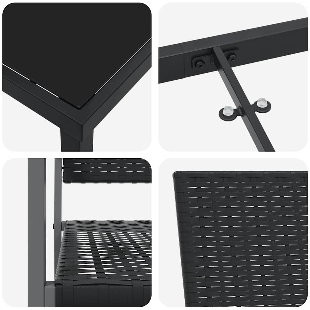 Ensemble De Salle À Manger Pour Jardin 5 Pc Noir Rotin Pe