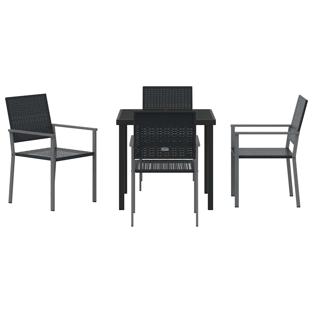 Ensemble De Salle À Manger Pour Jardin 5 Pc Noir Rotin Pe