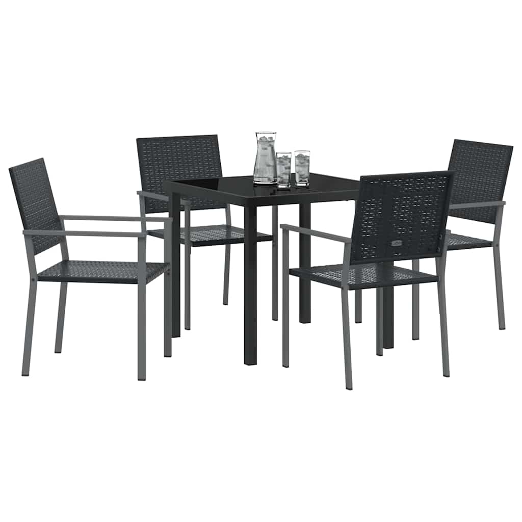 Ensemble De Salle À Manger Pour Jardin 5 Pc Noir Rotin Pe