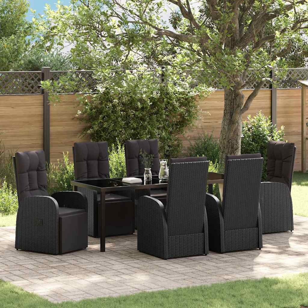 Ensemble De Salle À Manger Pour Jardin 7 Pc Noir Polyrotin