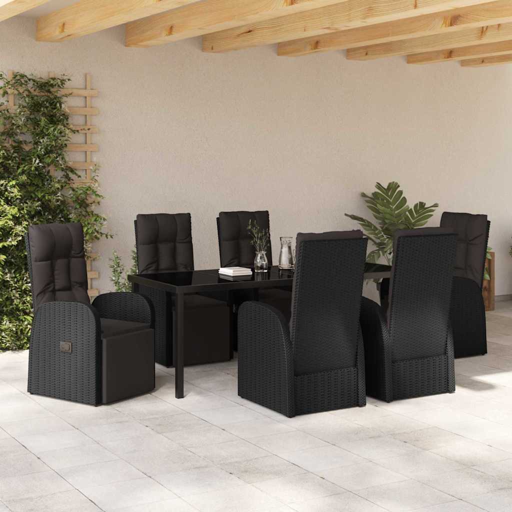 Ensemble De Salle À Manger Pour Jardin 7 Pc Noir Polyrotin