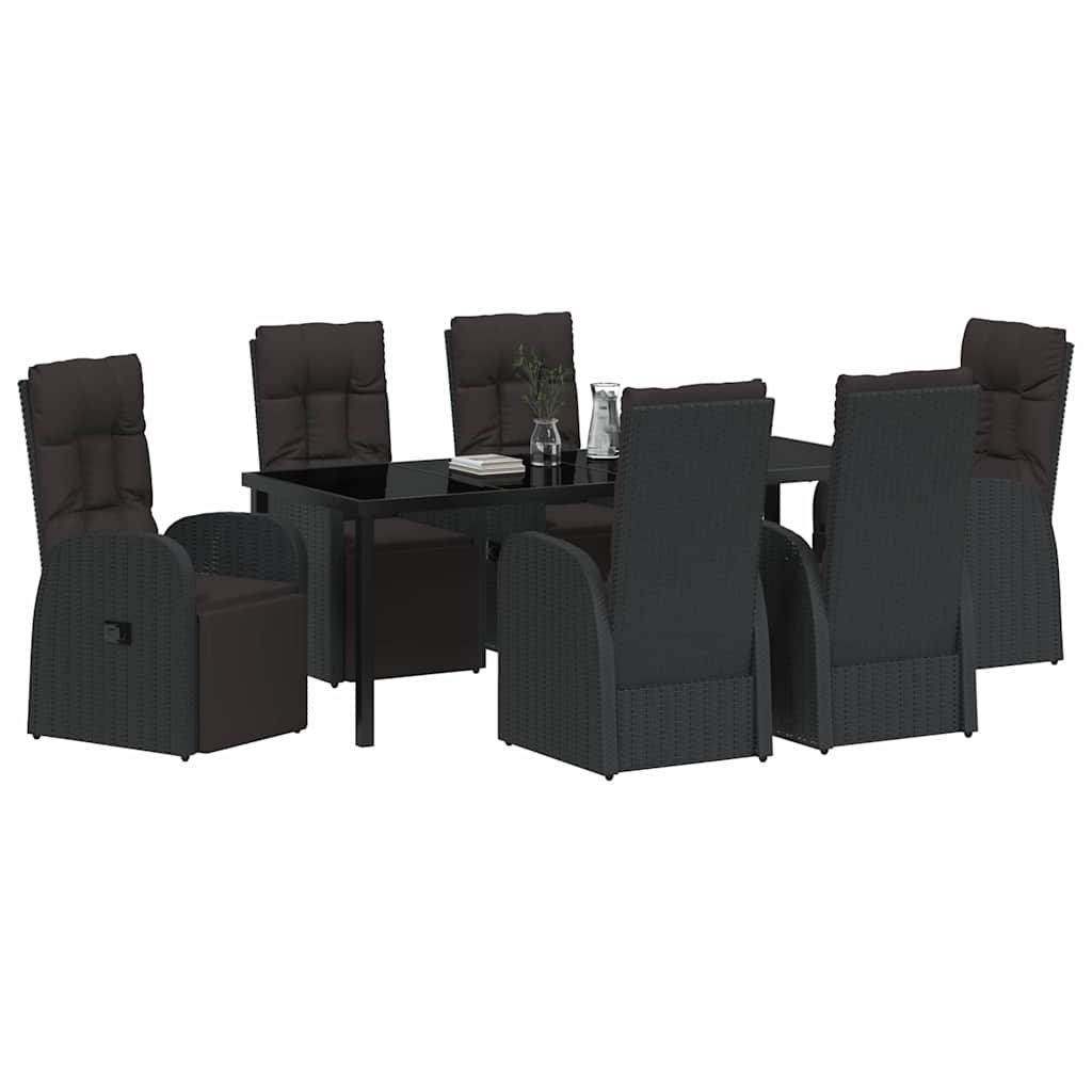 Ensemble De Salle À Manger Pour Jardin 7 Pc Noir Polyrotin