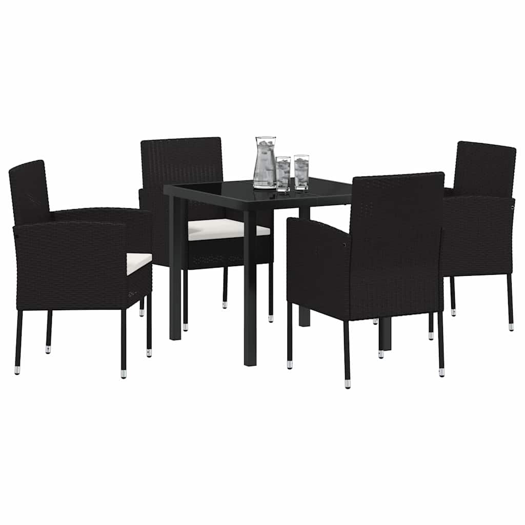 Ensemble De Salle À Manger Pour Jardin 5 Pc Noir Polyrotin