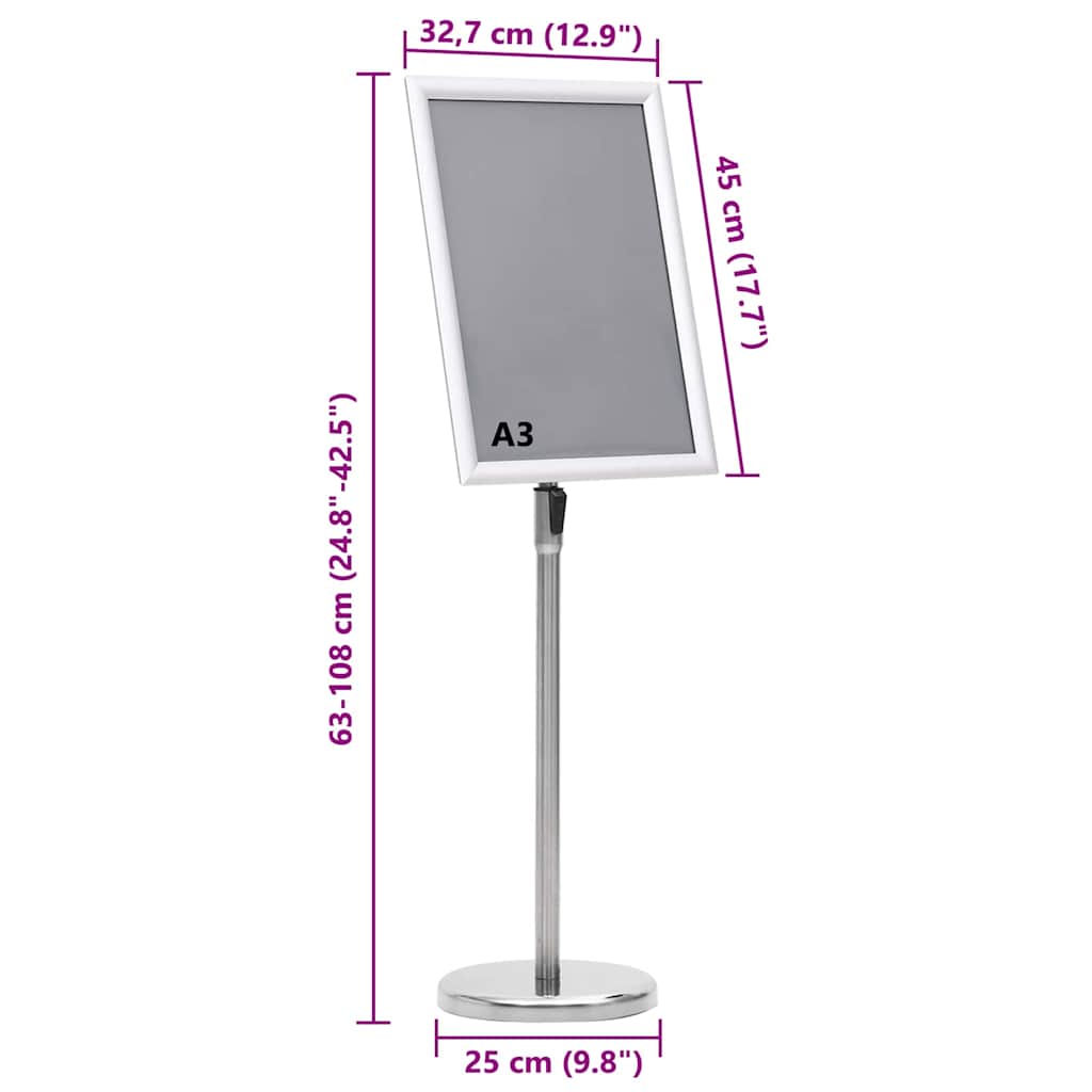 Supports De Posters 2 Pc 45 X 32,7 X 108 Cm Aluminium