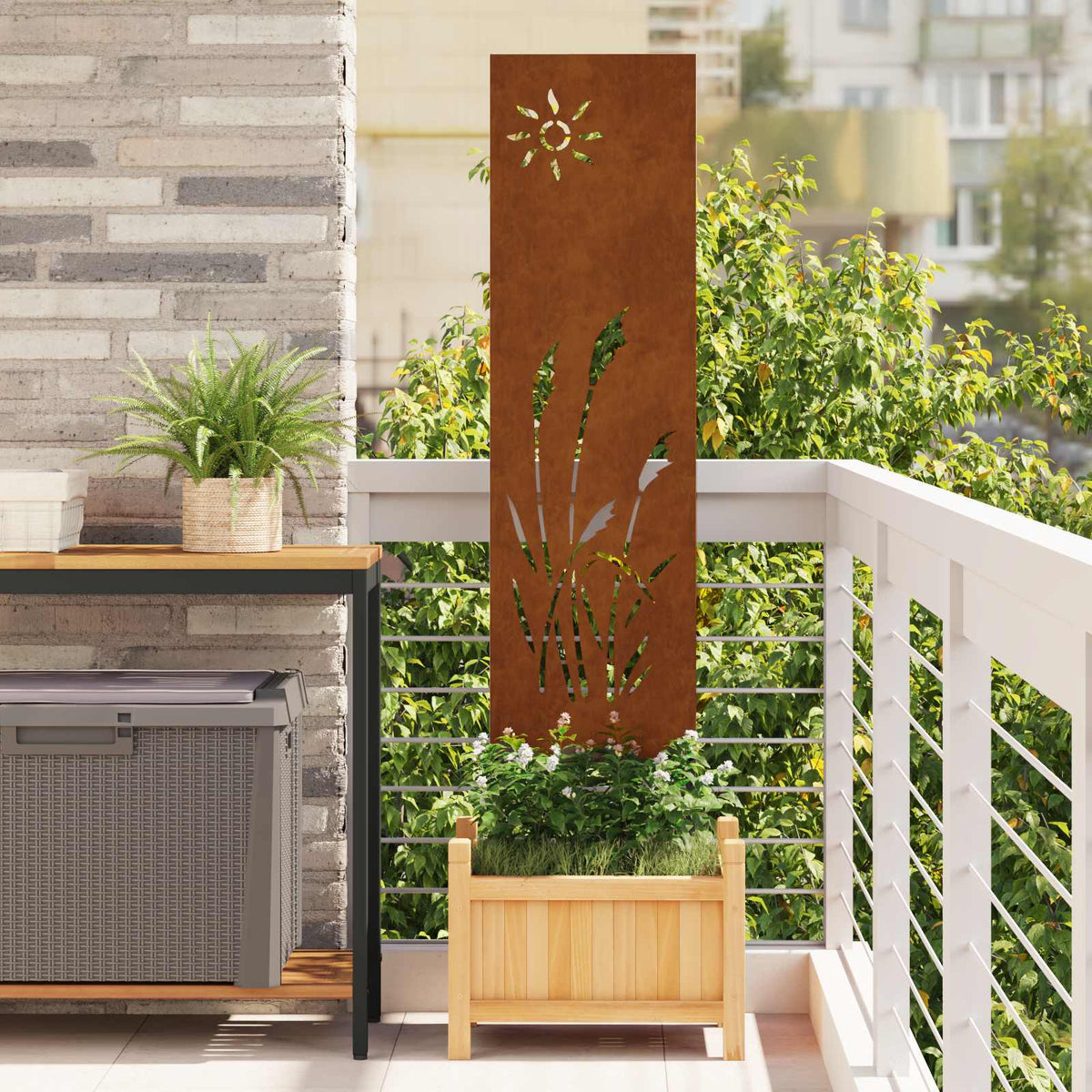 Écran De Confidentialité De Jardin Fretwork Rouillé Acier Patiné