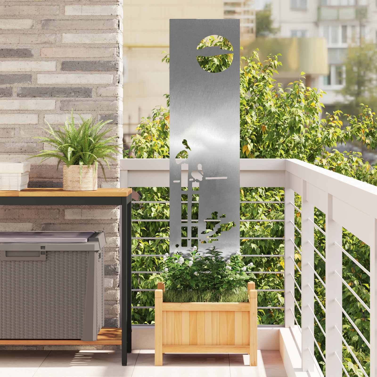 Écran De Confidentialité De Jardin Fretwork Argenté
