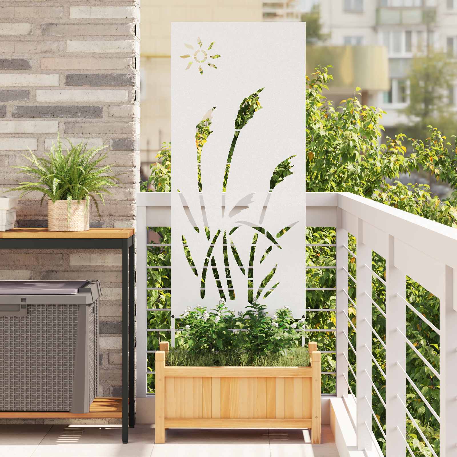 Écran De Confidentialité De Jardin Fretwork Argenté