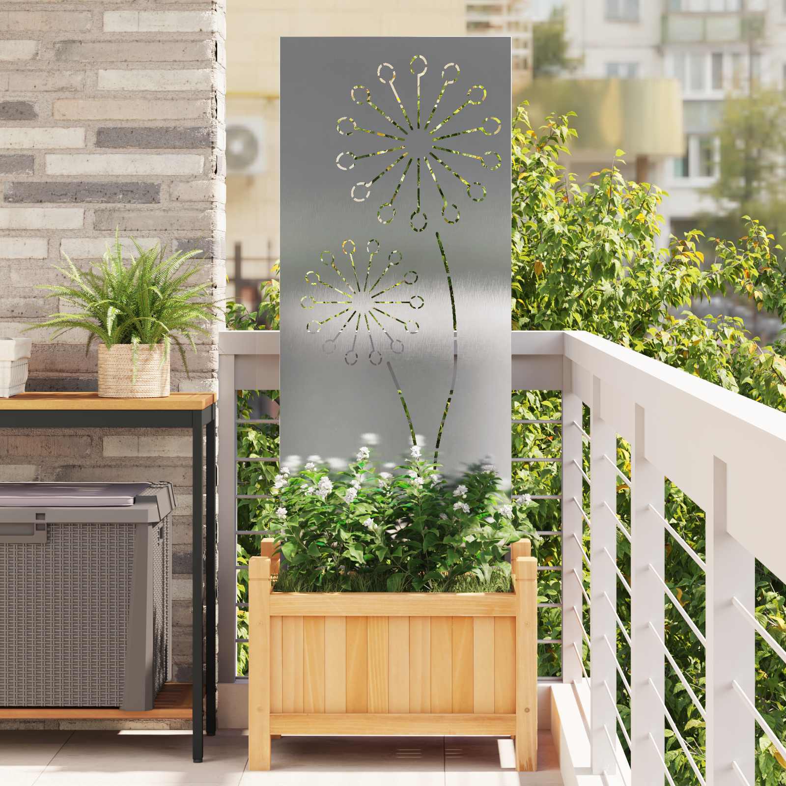 Écran De Confidentialité De Jardin Fretwork Argenté
