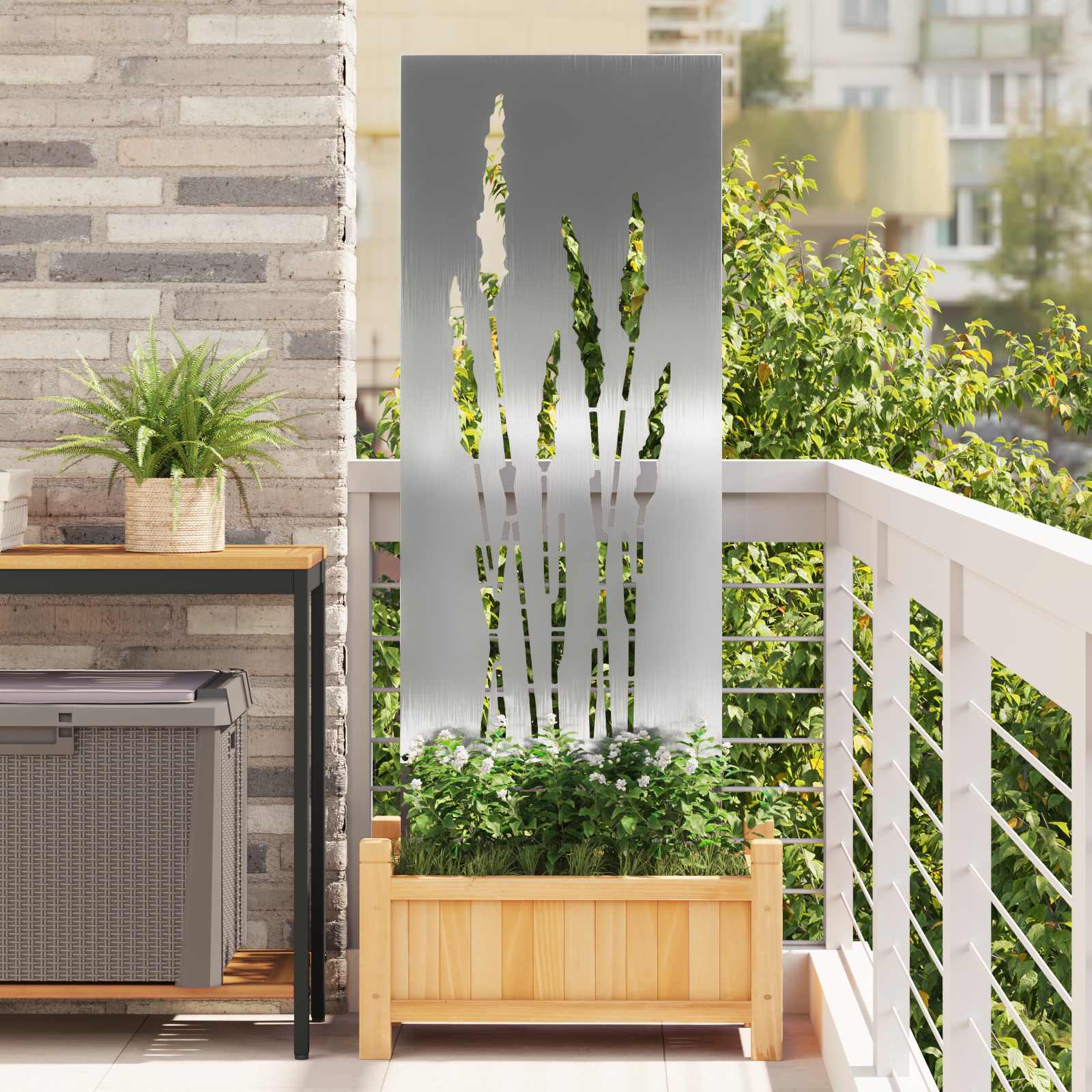 Écran De Confidentialité De Jardin Fretwork Argenté