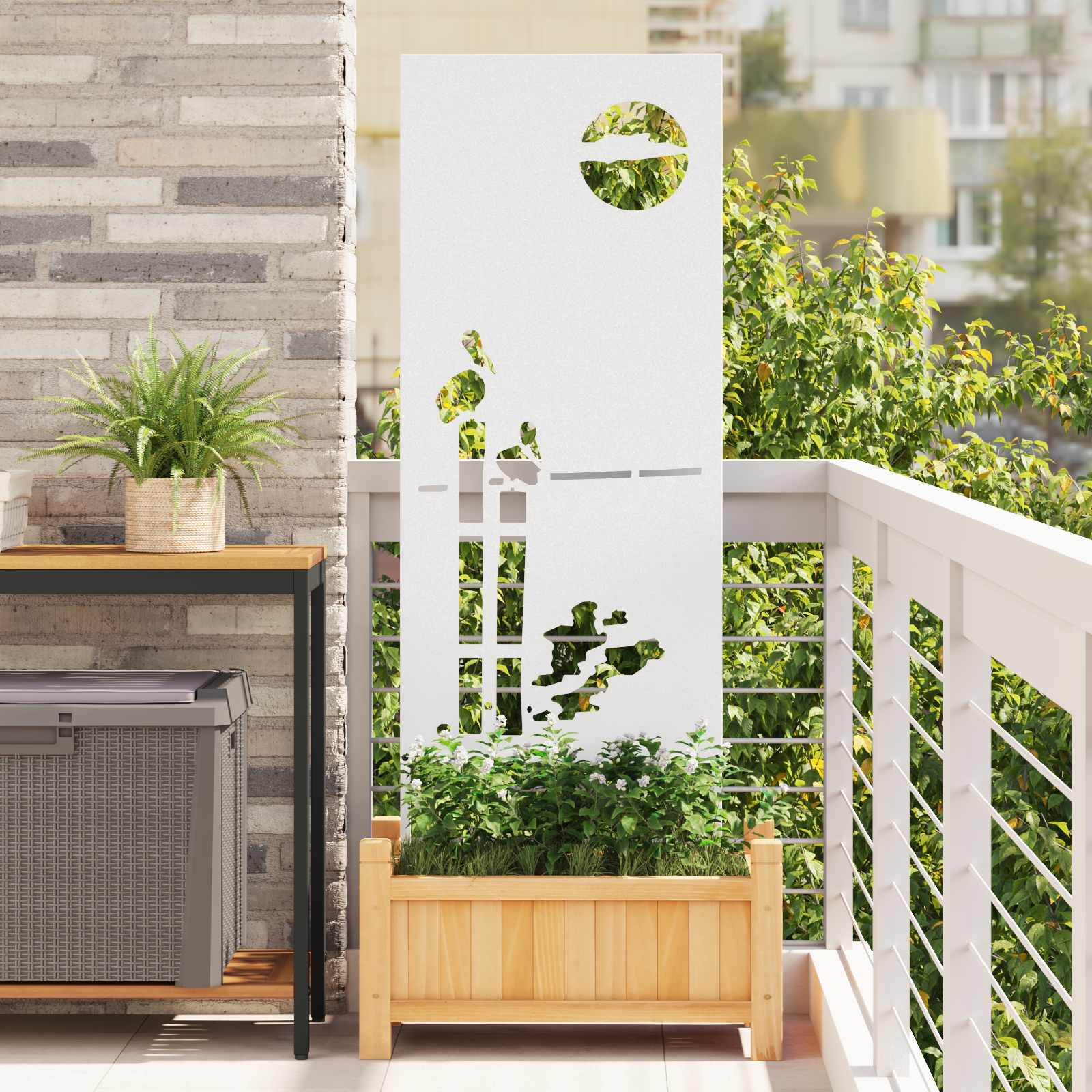 Écran De Confidentialité De Jardin Fretwork Argenté