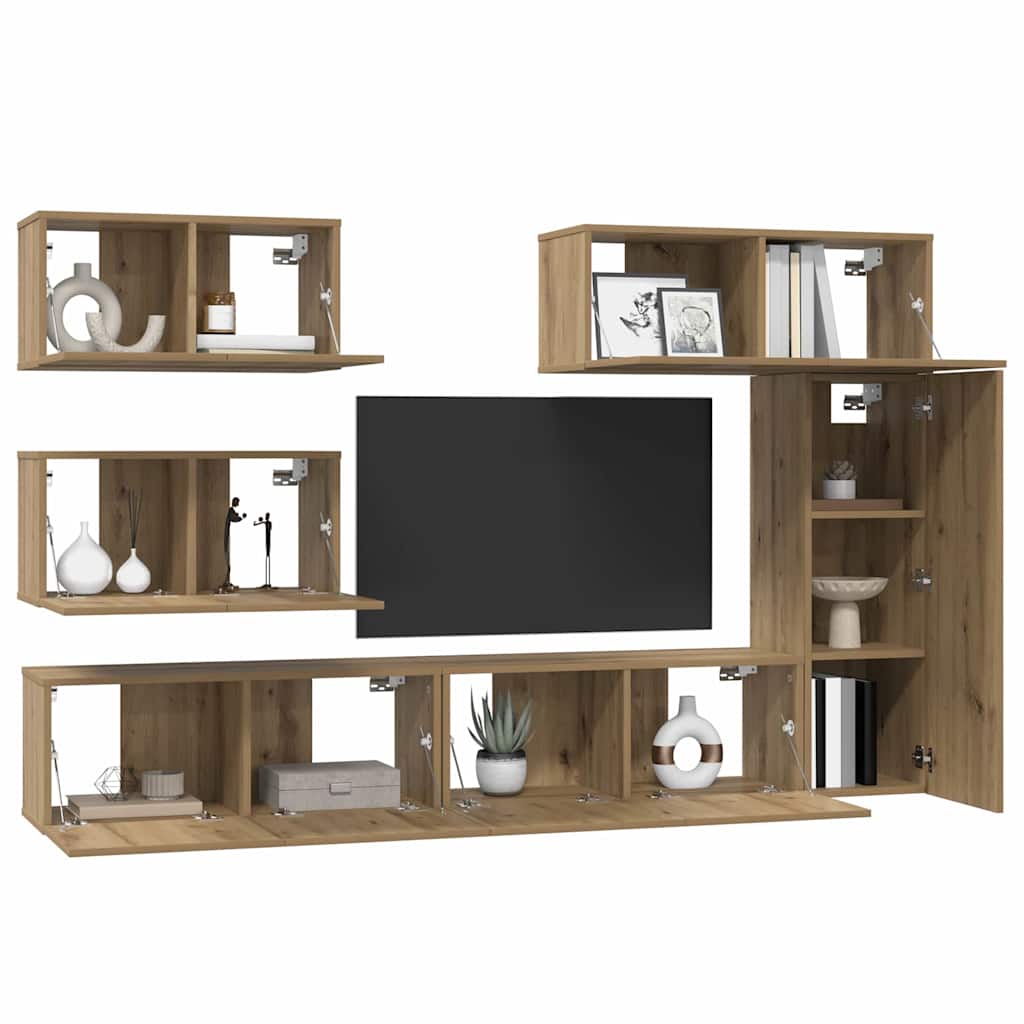 Ensemble Meuble Tv 6 Pc Bois D'ingénierie