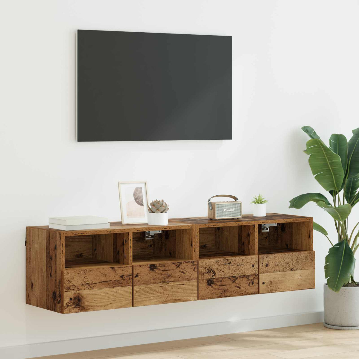Meuble Tv Mural 2 Pc Bois D'ingénierie