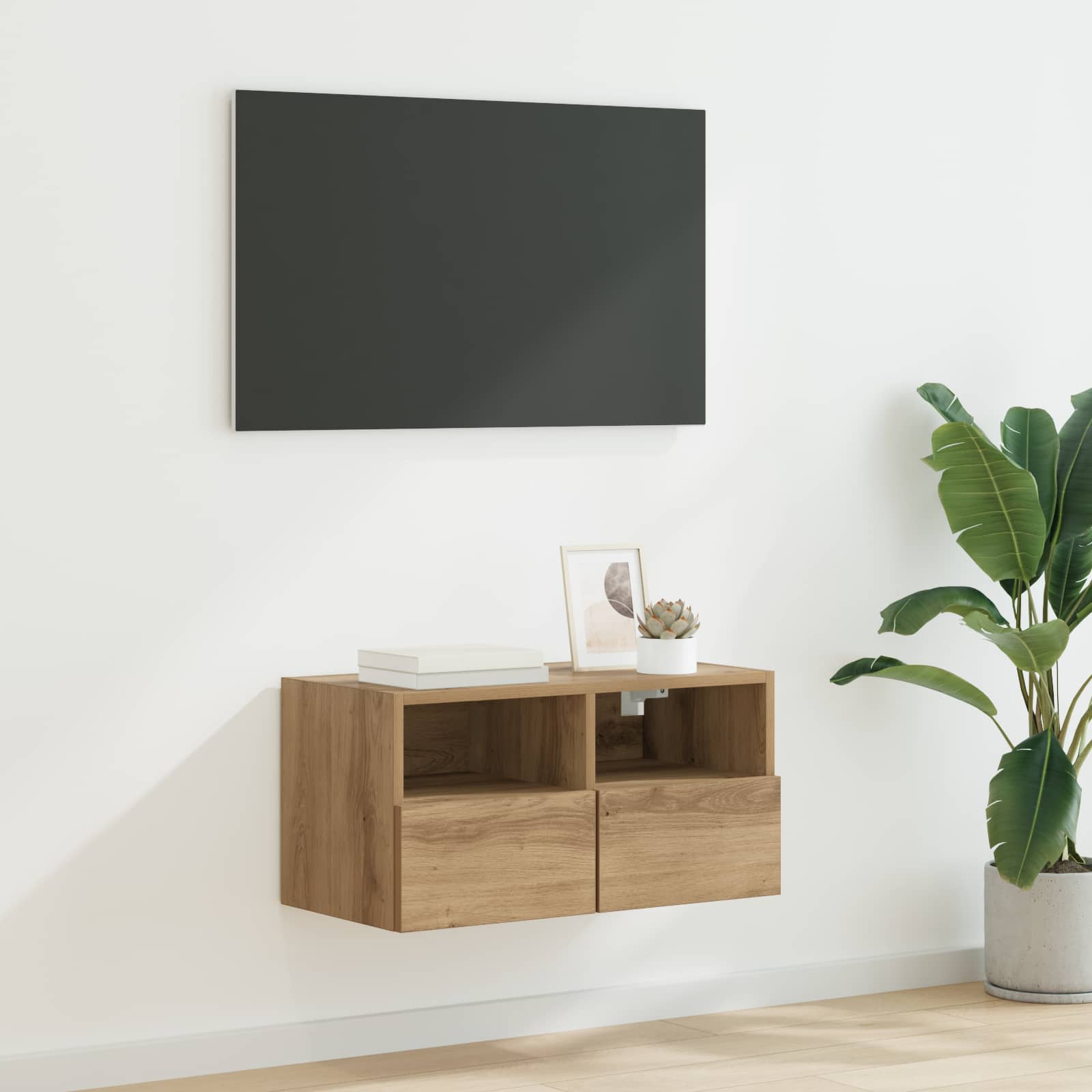 Meuble Tv Mural 2 Pc Bois D'ingénierie