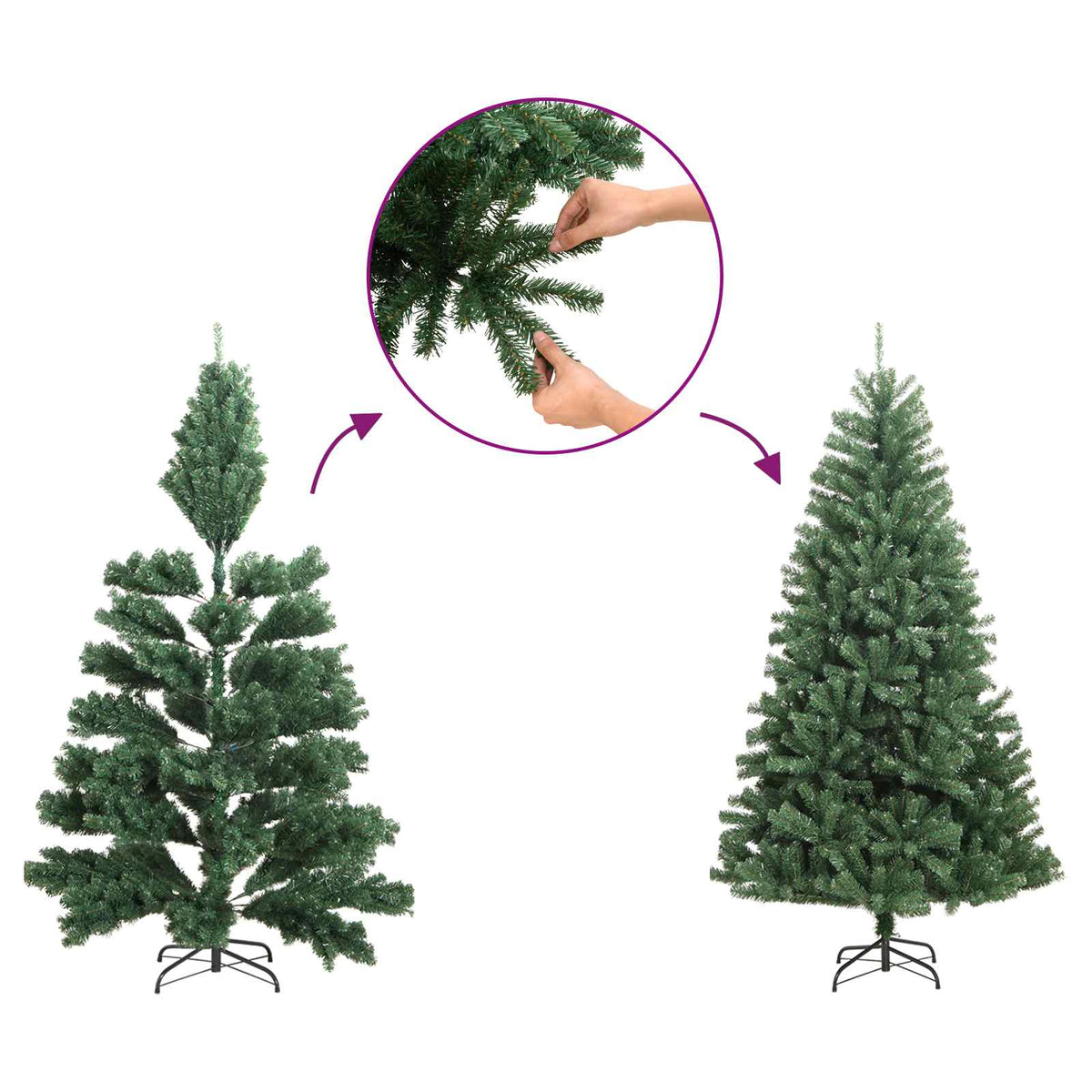 Sapin De Noël Artificiel Pvc Et Acier Et Plastique Vert