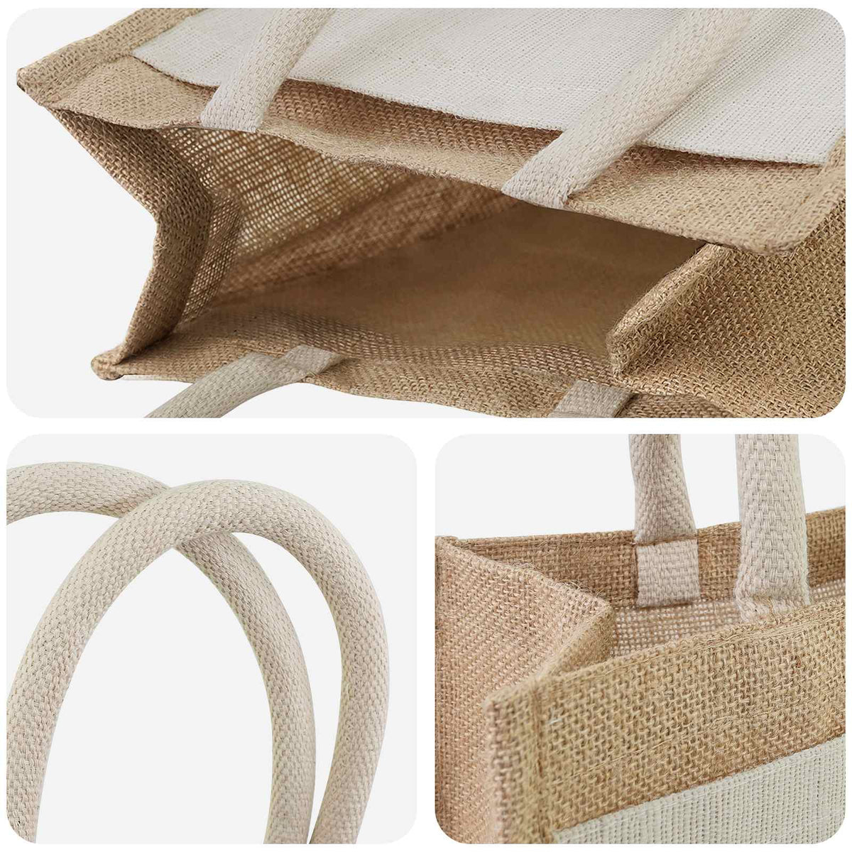 Sacs En Jute Avec Poche 10 Naturel Et Blanc