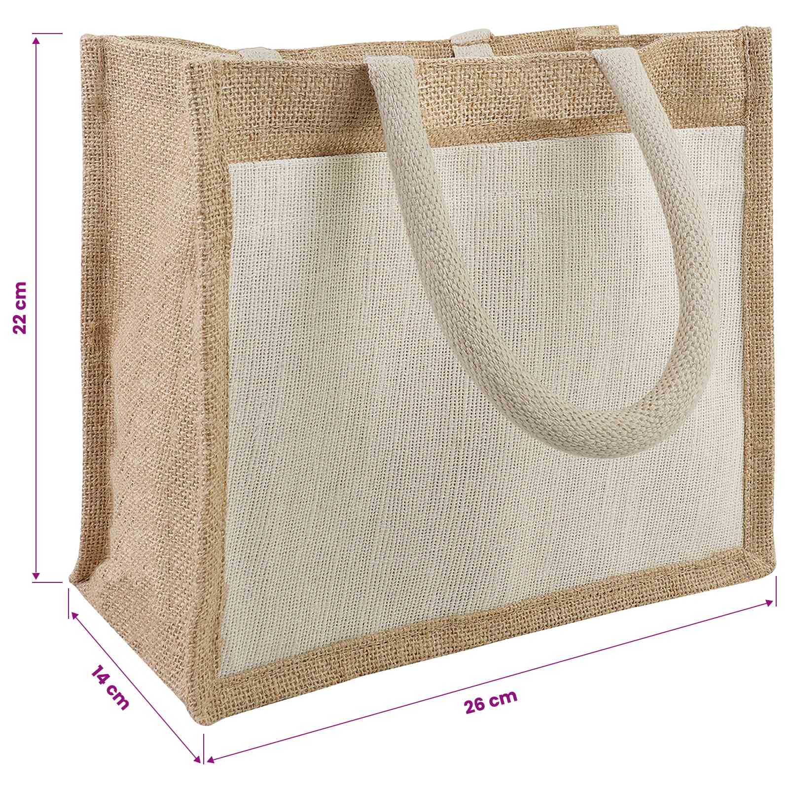 Sacs En Jute Avec Poche 10 Naturel Et Blanc