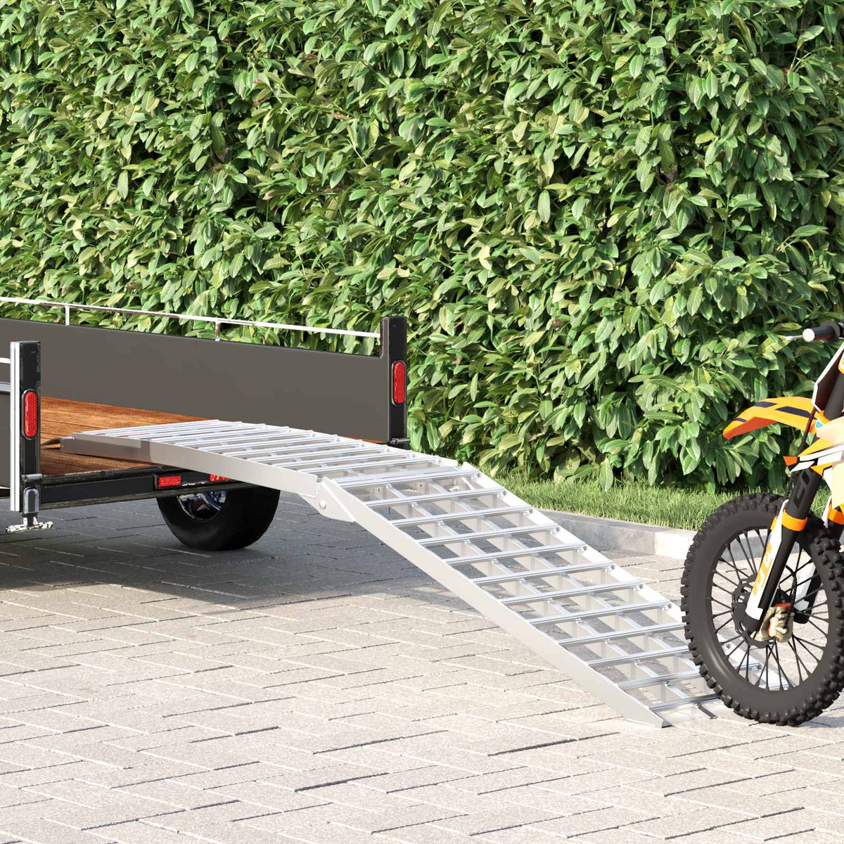 Rampe De Moto 680 Kg Argenté 680 Kg Aluminium
