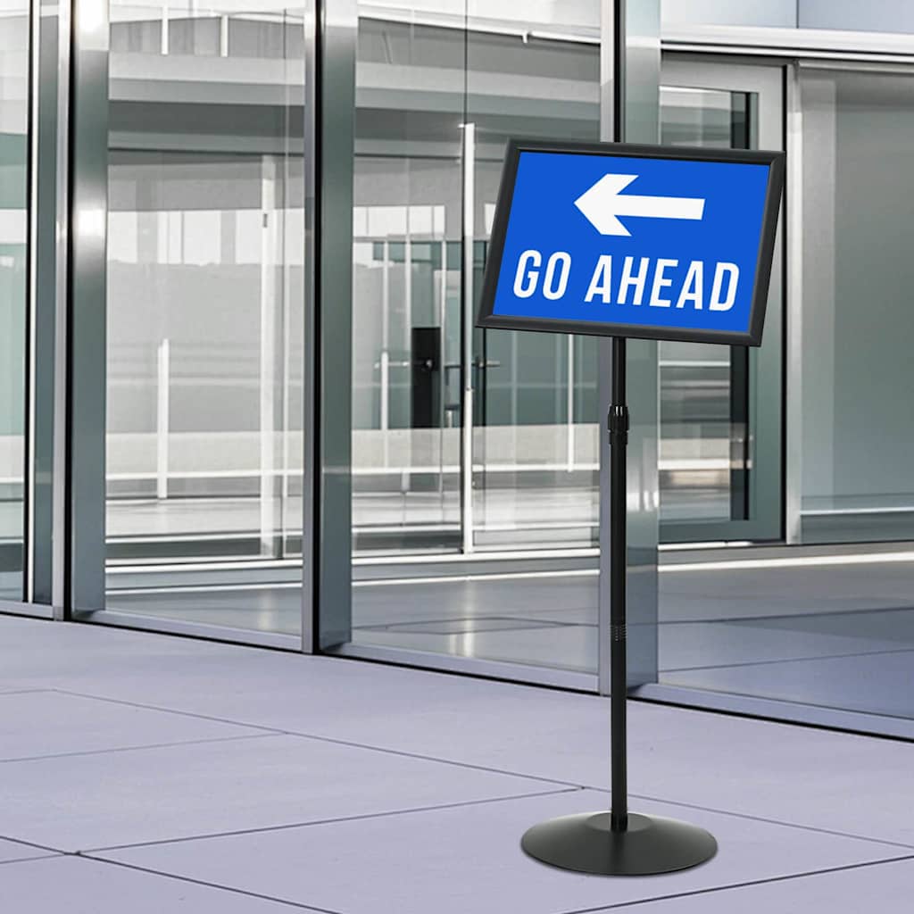 Stand De Poster Sur Pied Argenté Pvc Et Acier