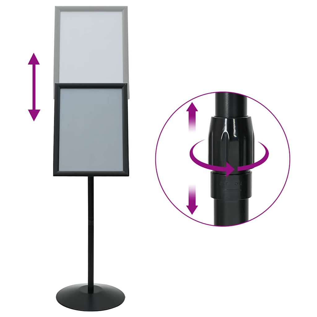 Stand De Poster Sur Pied Argenté Pvc Et Acier