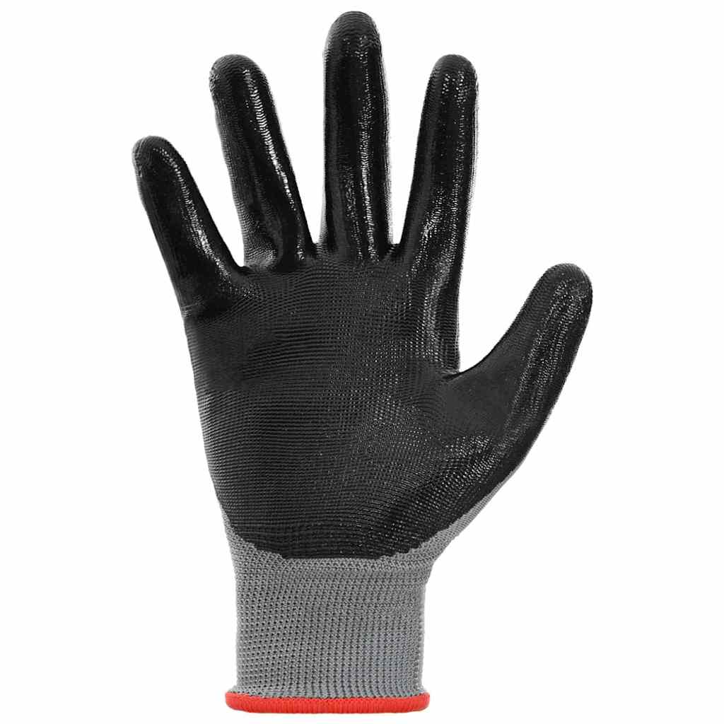 Gants De Travail 12 Pièces Gris Et Noir 7 / S Polyester