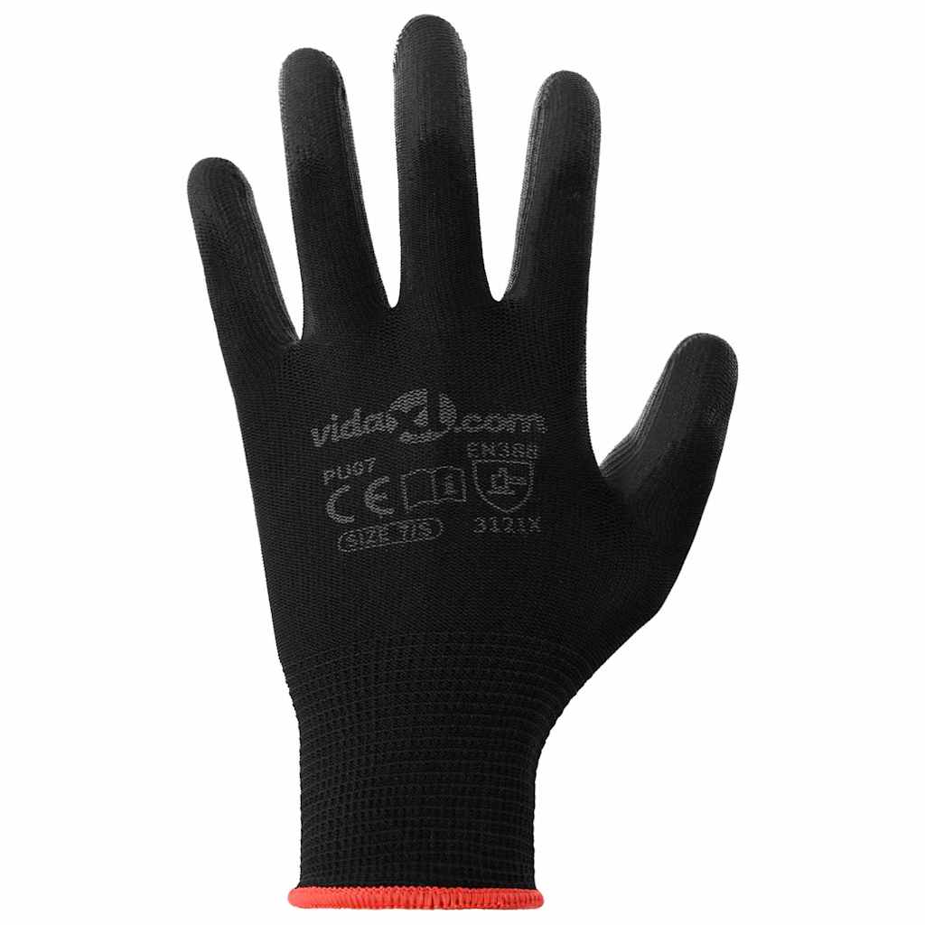 Gants De Travail 12 Pièces Noir 7 / S Polyester