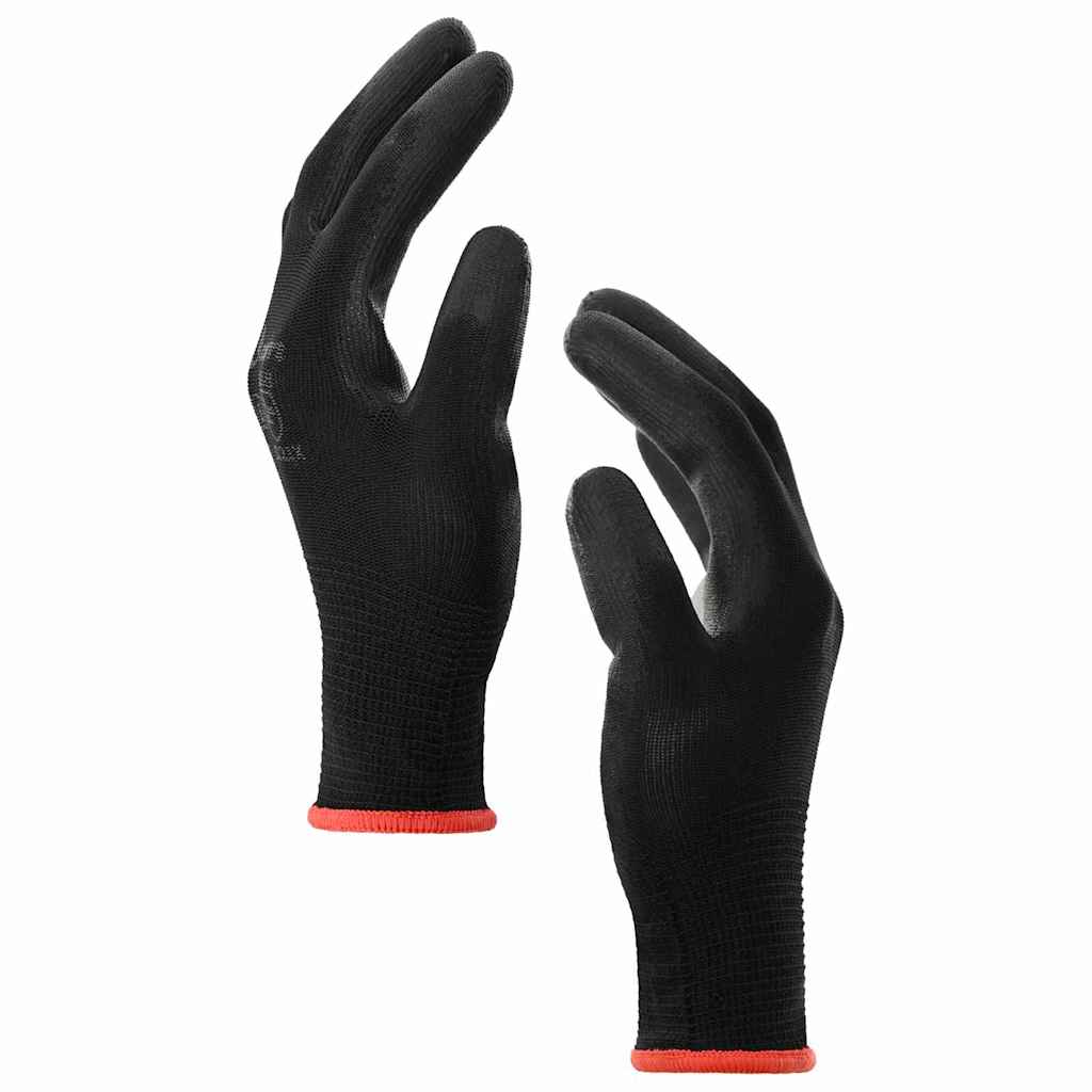 Gants De Travail 12 Pièces Noir 7 / S Polyester