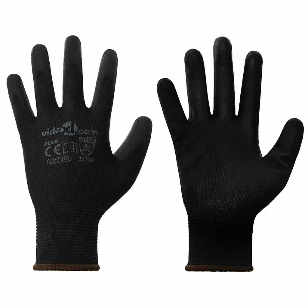 Gants De Travail 12 Pièces Noir 7 / S Polyester