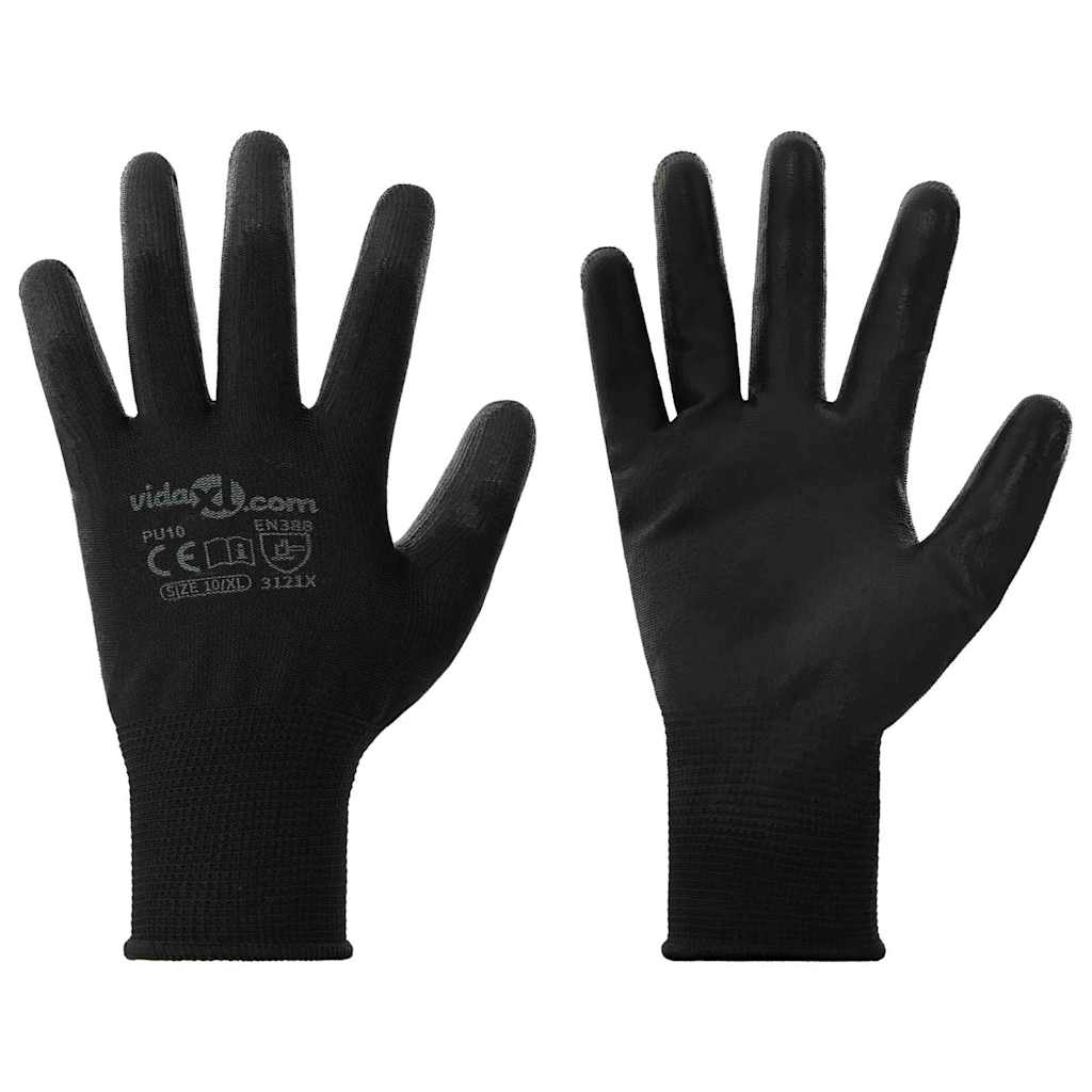 Gants De Travail 12 Pièces Noir 7 / S Polyester