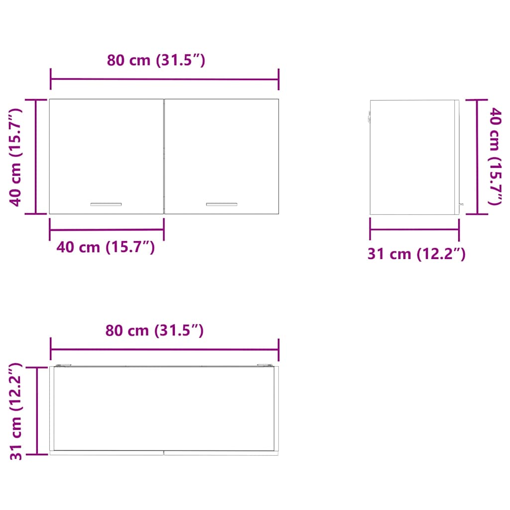 Armoire Suspendue Chêne Artisanal 80 X 31 X 40 Cm