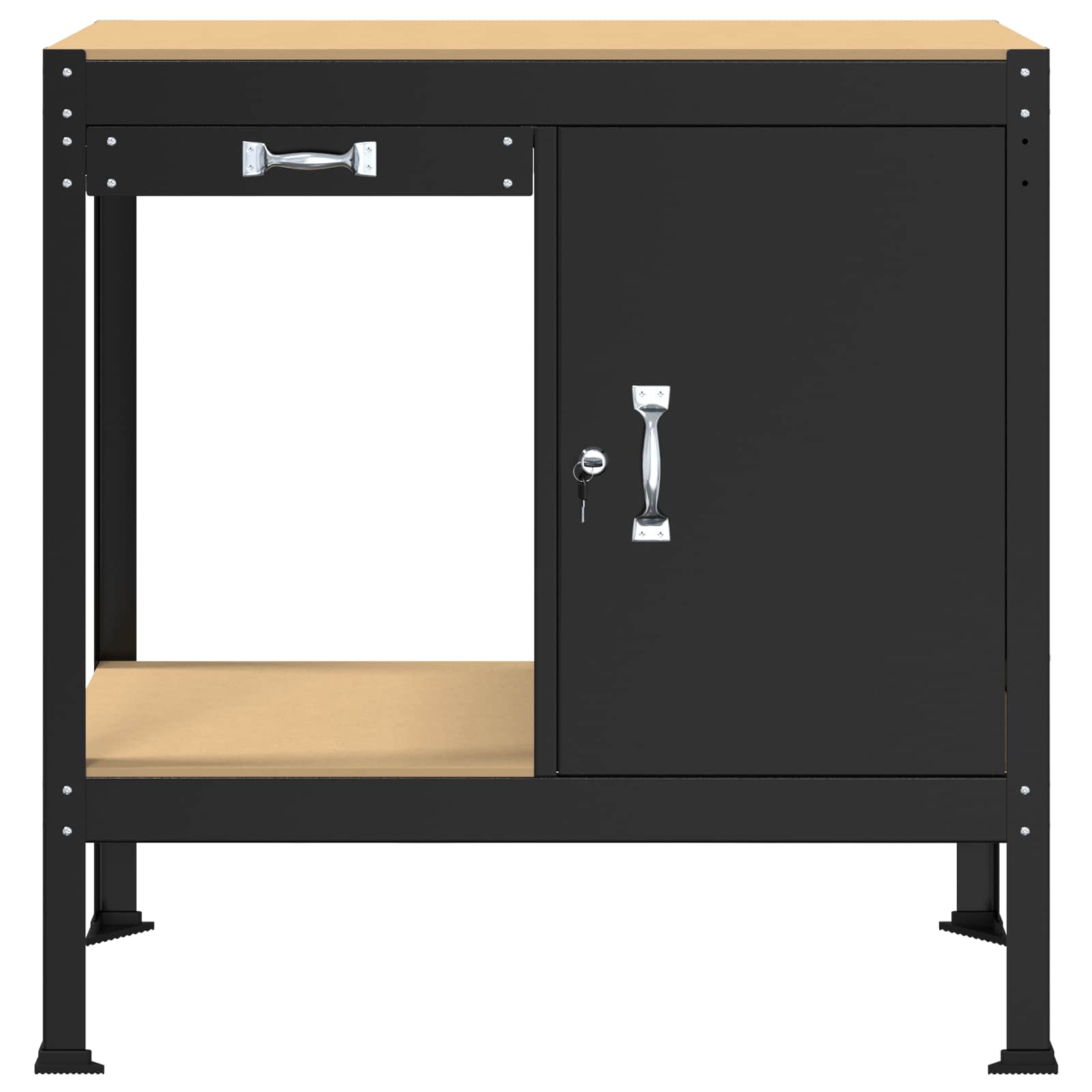 Atelier Noir 90 X 49 X 91 Cm Bois D'ingénierie Et Métal