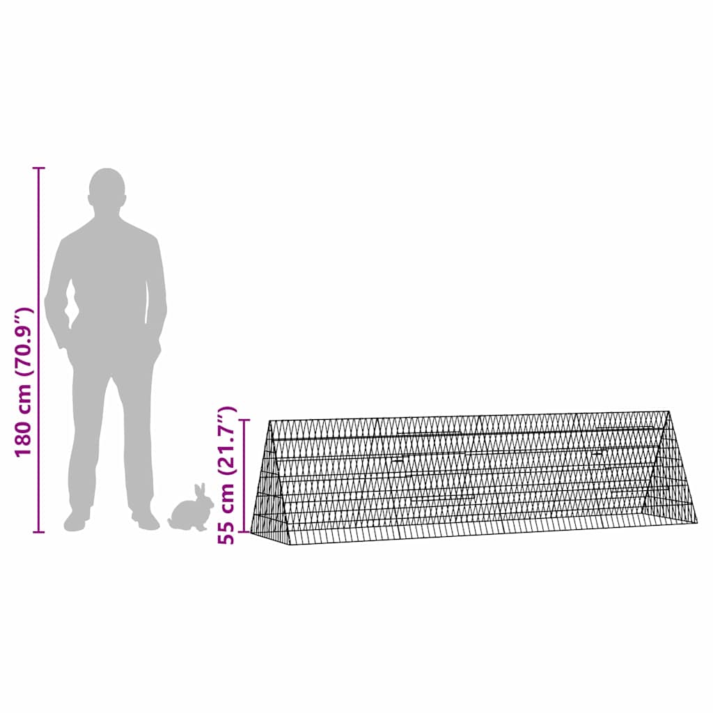 Cage Pour Lapins Argenté 215 X 55 X 55 Cm Acier Galvanisé