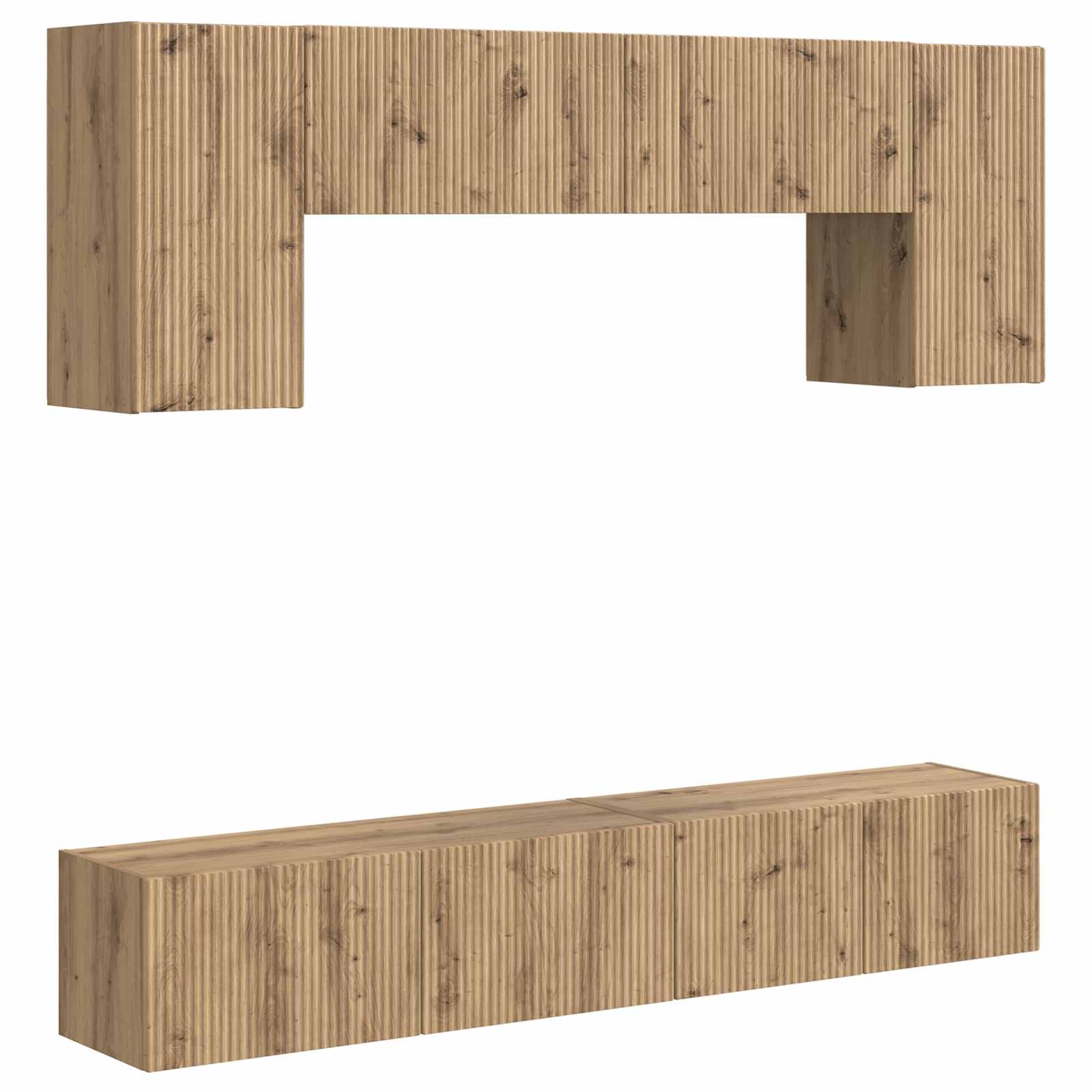 Ensemble Meuble Tv Montage Mural 4 Pcs Blanc Bois D'ingénierie