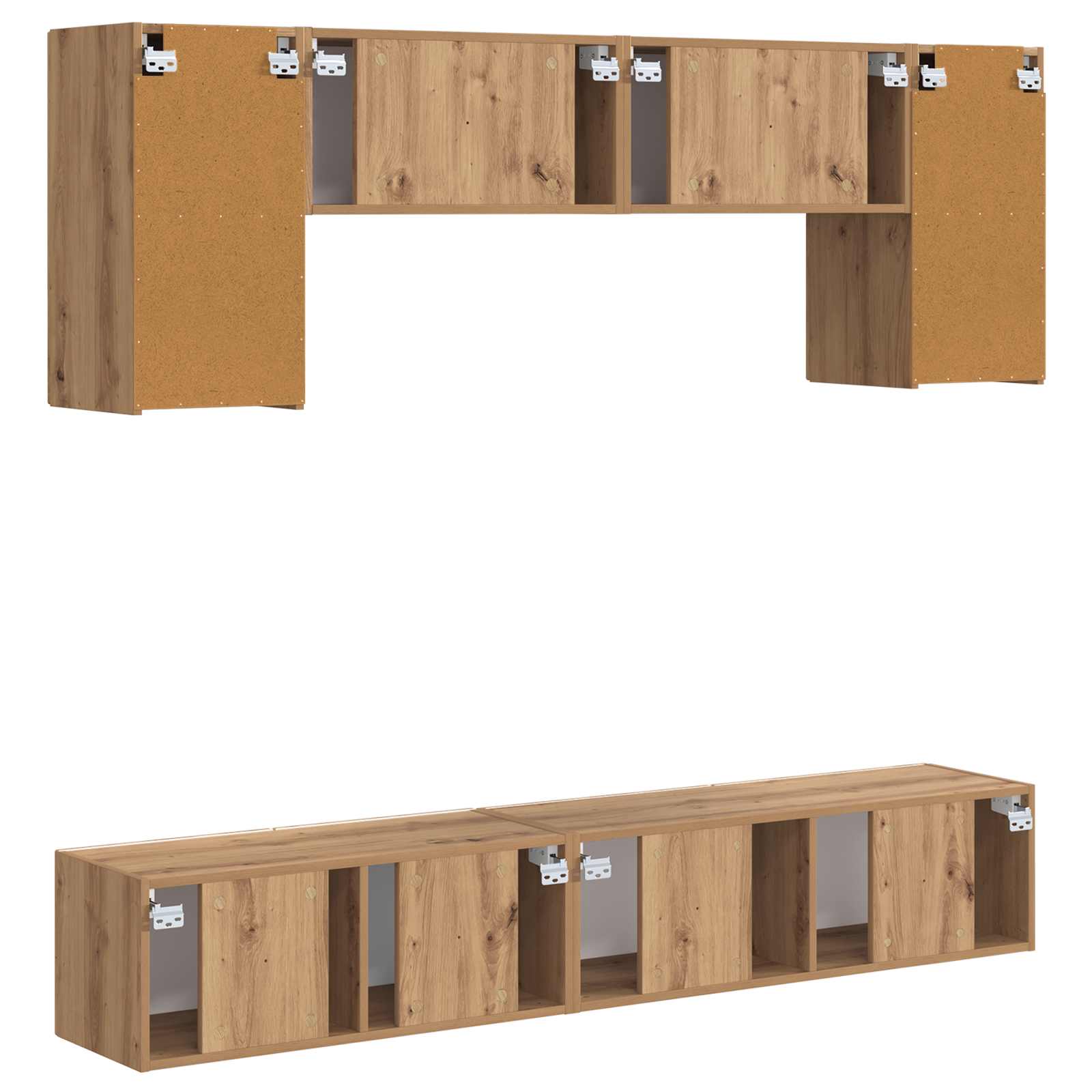 Ensemble Meuble Tv Montage Mural 4 Pcs Blanc Bois D'ingénierie