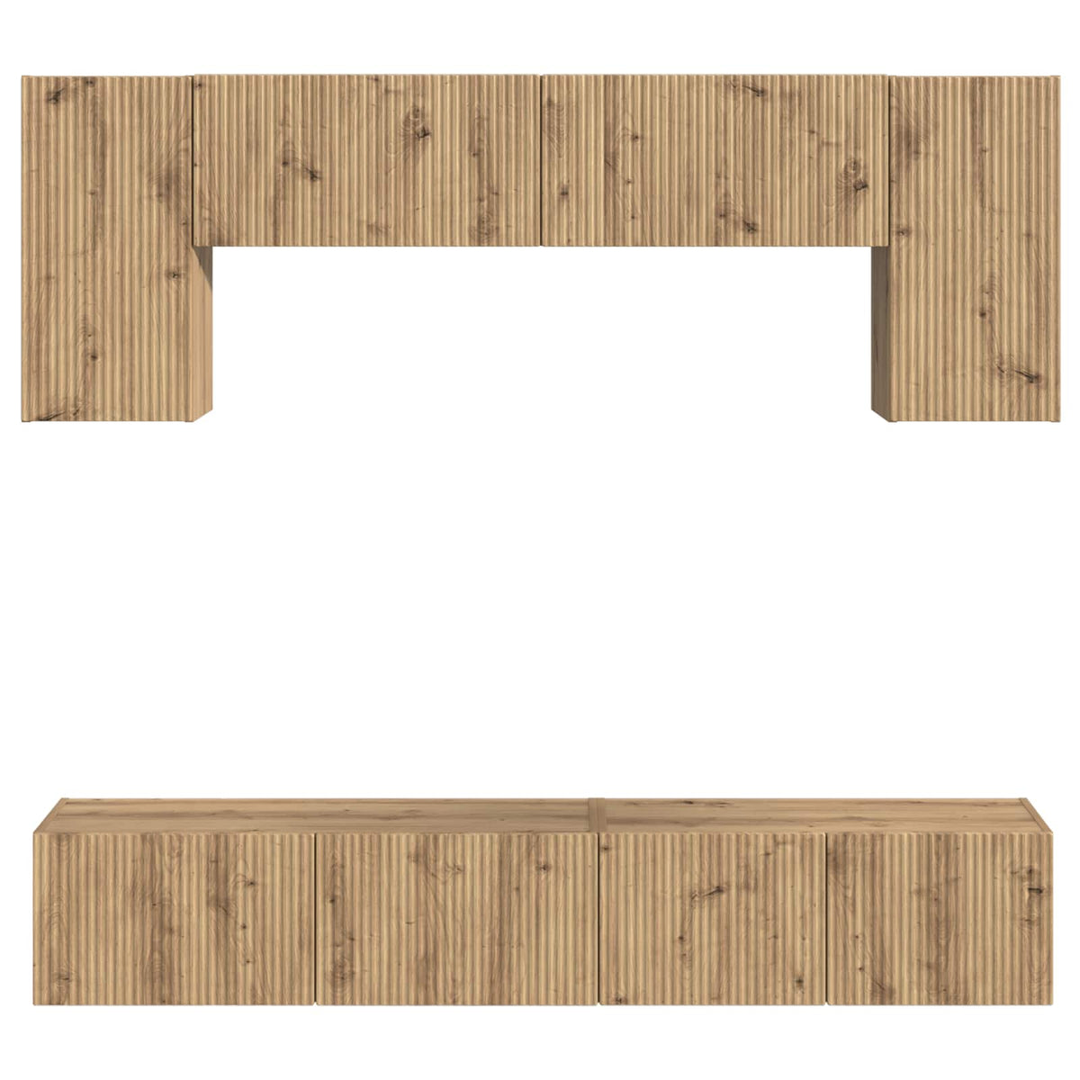 Ensemble Meuble Tv Montage Mural 4 Pcs Blanc Bois D'ingénierie