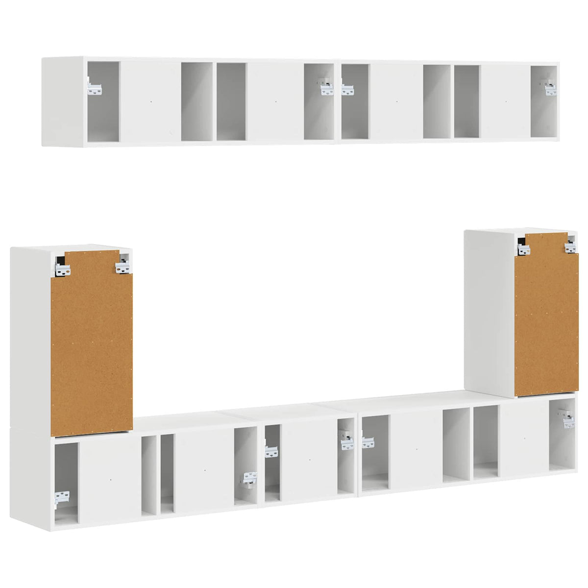 Ensemble Meuble Tv Montage Mural 5 Pcs Blanc Bois D'ingénierie